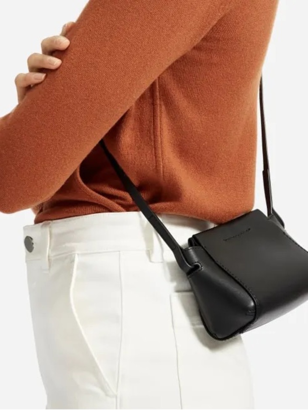 Everlane Black Leather Micro Form Crossbody Bag
